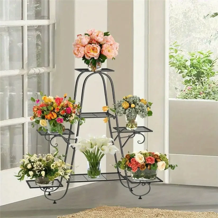 6-9Tiers Thicken Metal Plant Stand Pot Planter Shelf Outdoor Indoor Wrought Iron