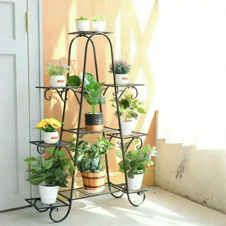 6-9Tiers Thicken Metal Plant Stand Pot Planter Shelf Outdoor Indoor Wrought Iron