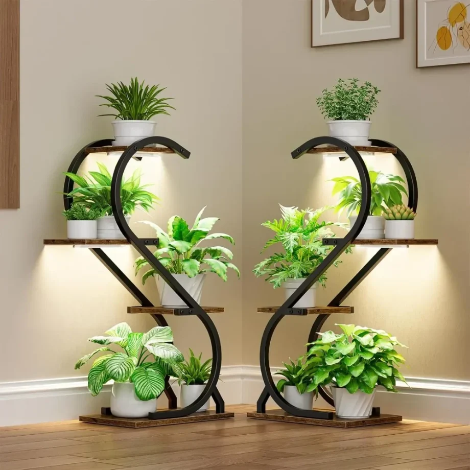 Plant Stand Indoor with Grow Light, 4 Tiered Metal Plant Shelf indoor, 29'' Plant Stands for Indoor Plants Multiple