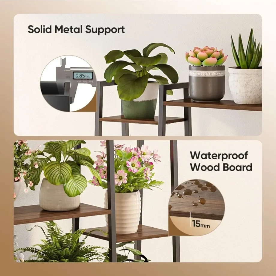 55" Large Plant Stand Indoor with 8 LED Grow Lights (3 Modes & Auto Timer) - 12 Tiered Metal Plant Shelf, 10 Dimmable Brightness
