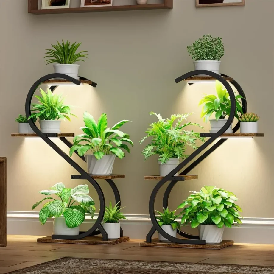 Plant Stand Indoor with Grow Light, 4 Tiered Metal Plant Shelf indoor, 29'' Plant Stands for Indoor Plants Multiple