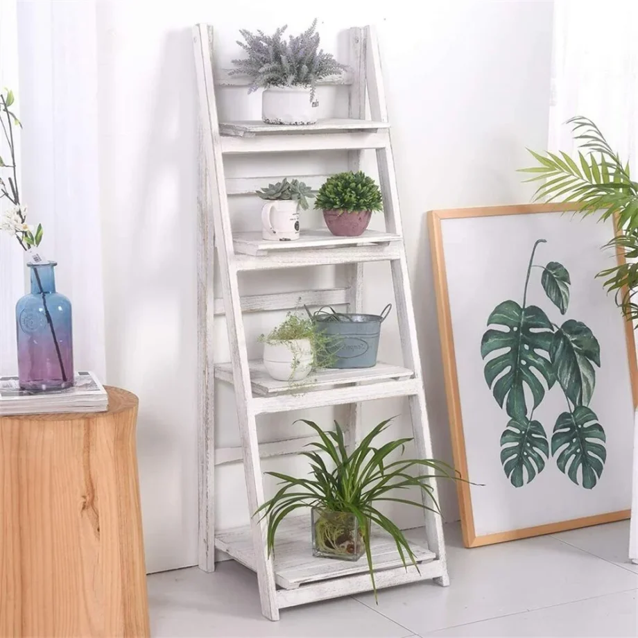 4 Tier Plant Stand Stand For Flowers Wooden Storage Shelf Flower Shelf Planter Rack Indoor Display Stand Multiple Flower Pot