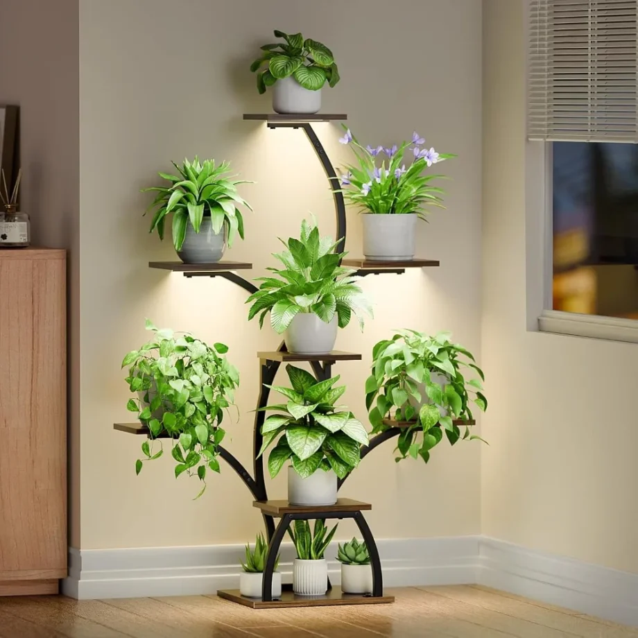 Indoor with Grow Lights, 6 Tiered , 50" Corner, Plant Shelves