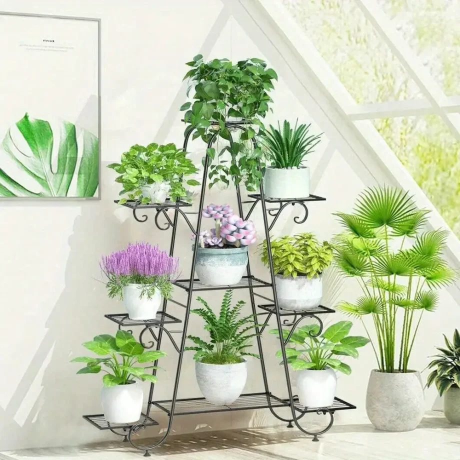 6-9Tiers Thicken Metal Plant Stand Pot Planter Shelf Outdoor Indoor Wrought Iron